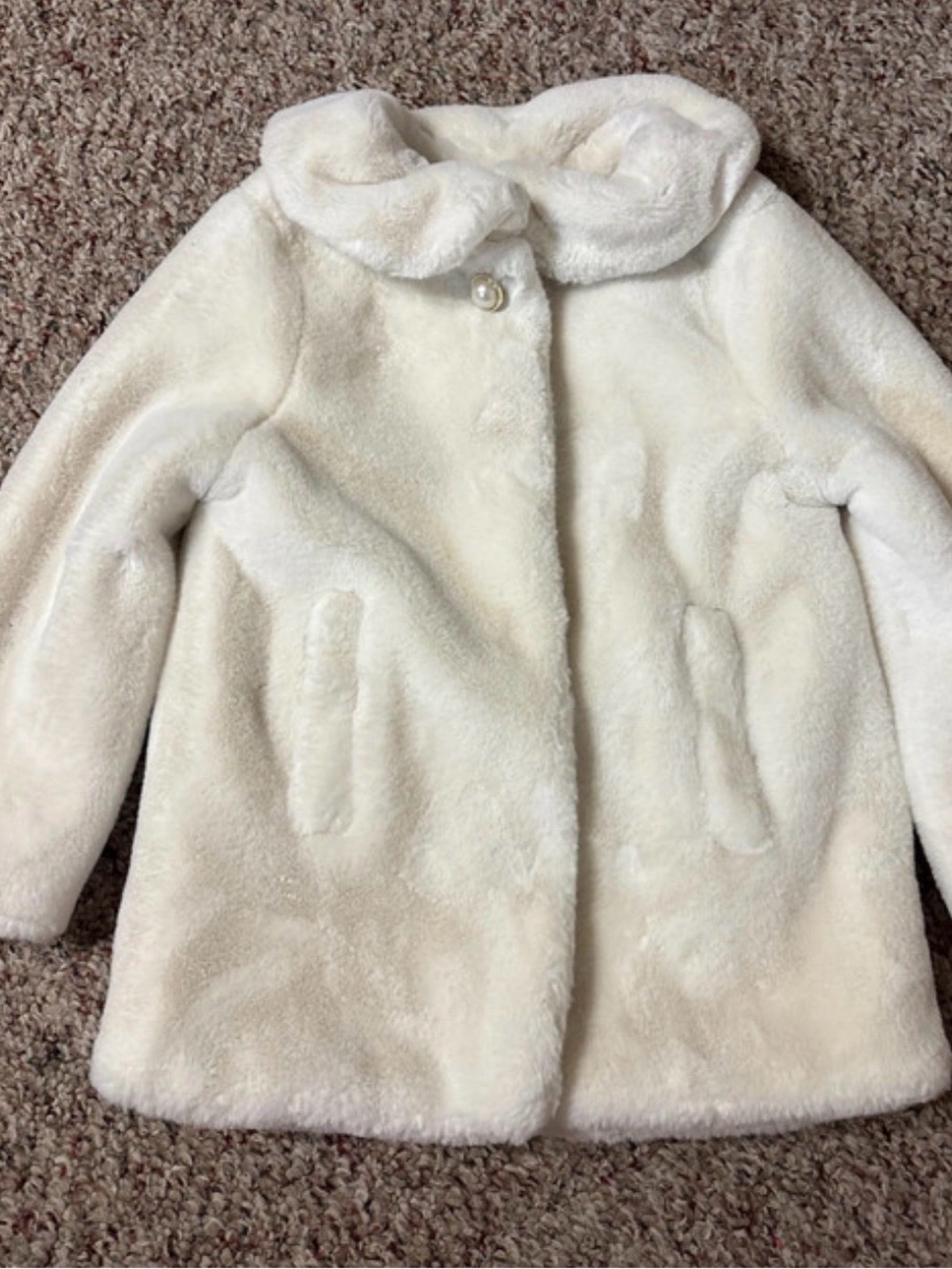 Stunning ivory plush/velour warm winter coat